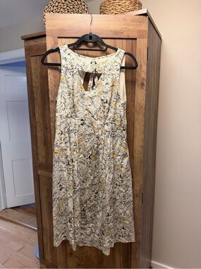 Anthropologie Moulinette Soeurs Silk Daisy Floral Fan Cut Iberis Dress